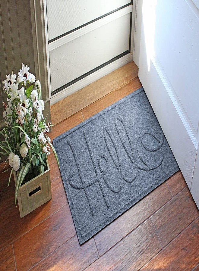 بانجلو فلورينج سجادة باب من بانغالو فلورينج، مقاس 2 × 3 قدم، صنع في الولايات المتحدة الأمريكية، غطاء أرضي متين وزخرفي، مقاوم للانزلاق، للاستخدام الداخلي والخارجي، يحجز الماء، تصميم هيلو، لون حجري أزرق - Image 2